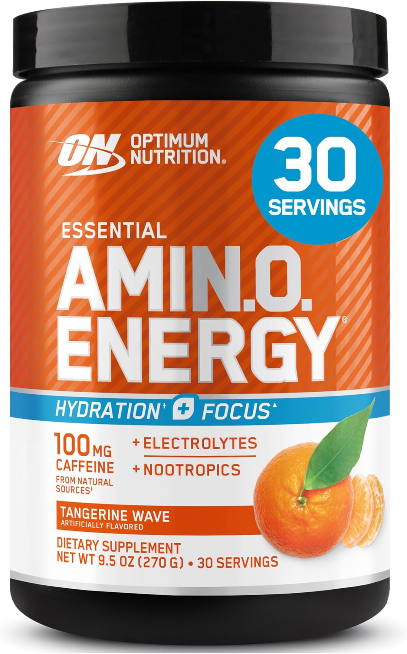 Optimum Nutrition Amino Energy Powder Plus Hydration, with BCAA, Electrolytes, and Caffeine, Tangerine Wave, 30 Servings (Packaging May Vary) (Pack of 6)