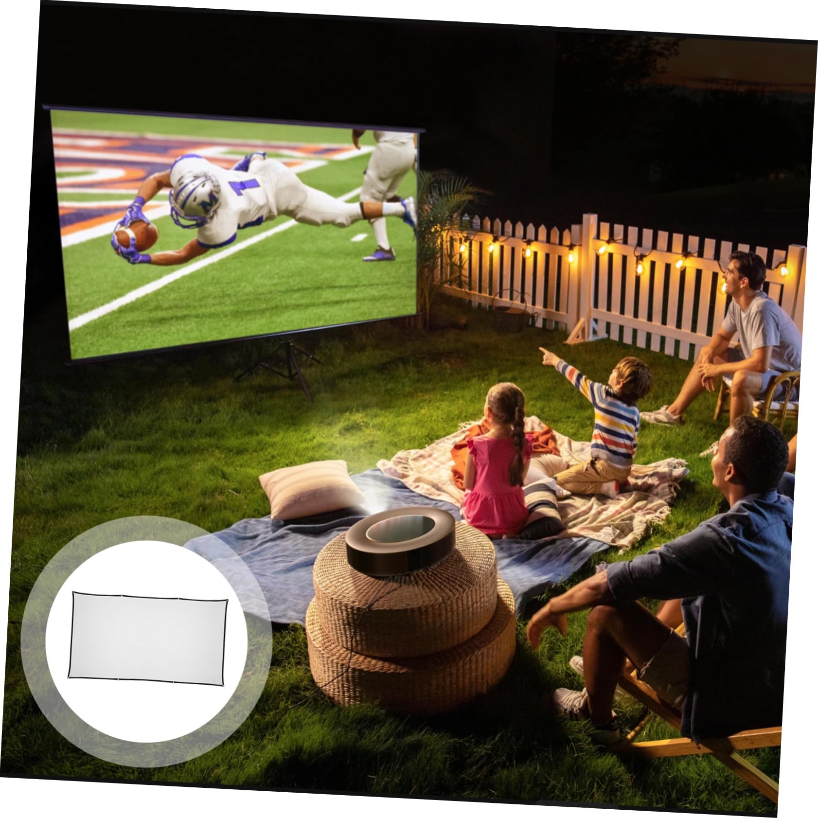 TEHAUX Schermo per Proiettore Pieghevole Bianco Adatto per Uso Interno ed Esterno Schermo di Proiezione per Cinema da Campeggio per Home Theater
