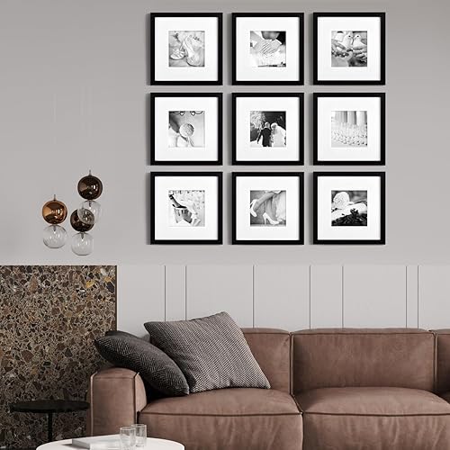 Vista 109 de Yaetm Portarretratos de 12 x 12 pulgadas con paspartú para fotos de 8 x 8 pulgadas, juego de 9 marcos cuadrados de 12 x 12 pulgadas, marco blanco