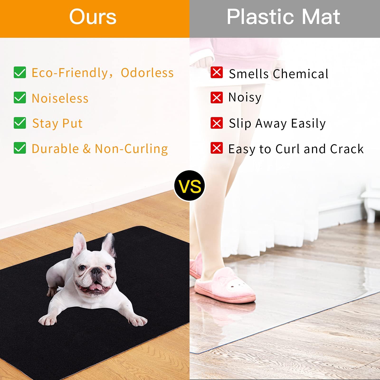 Office Chair Mat for Hardwood & Tile Floor, 55"x35" Computer Gaming Rolling Chair Mat, Under Desk Low-Pile Rug, Large Anti-Slip Floor Protector for Home Ofiice (Black)
