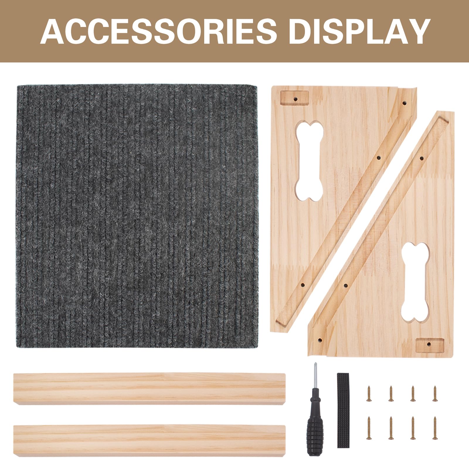 2 piezas rampa para mascotas de madera maciza con cubierta de fieltro antideslizante, rampa para perros, superficie de agarre antideslizante para cachorros, rampa de escalera para perros lesionados