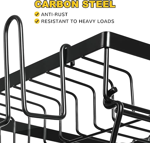 Miniatura 3 de Escurridor de platos con escurridor, escurridor de platos de 2 niveles, fácil de instalar, para encimera de cocina con soporte para utensilios,