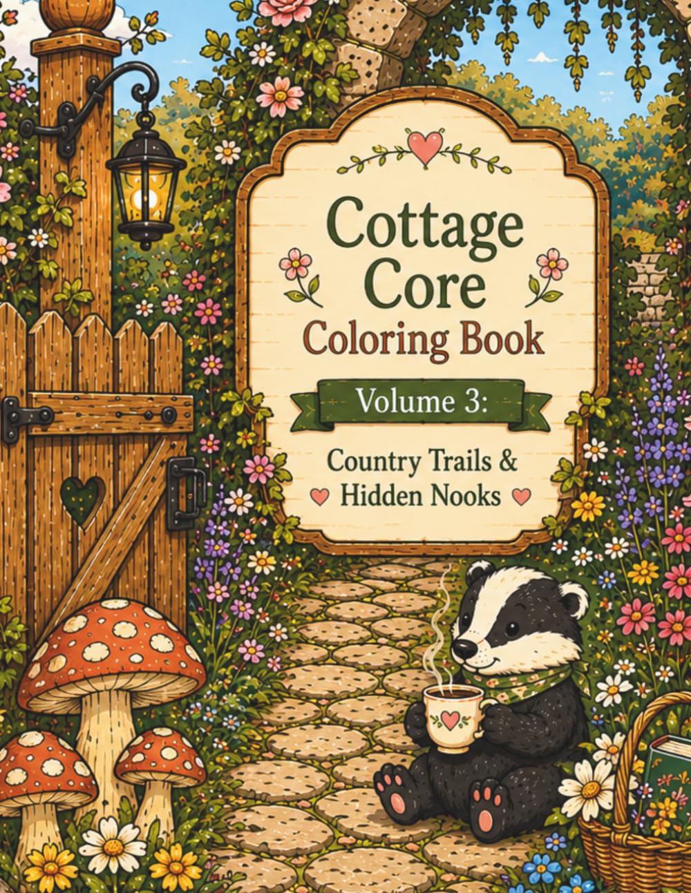 Cottage Core Coloring Book: Volume 3: Country Trails & Hidden Nooks (The Cottagecore Escape Coloring Collection)