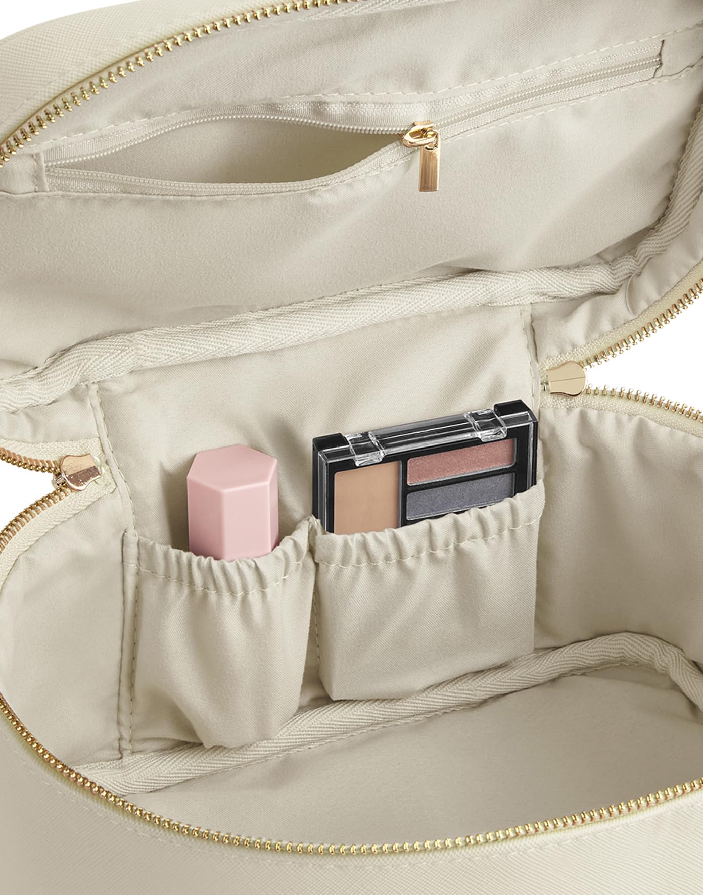 Neceser Cofre Mujer Personalizado - Beige | Estuche de Viaje Personalizado con Nombre | Diseño Elegante de Polipiel Vegana | Multiusos con Bolsillos Internos | Ideal para Tocador y Viajes