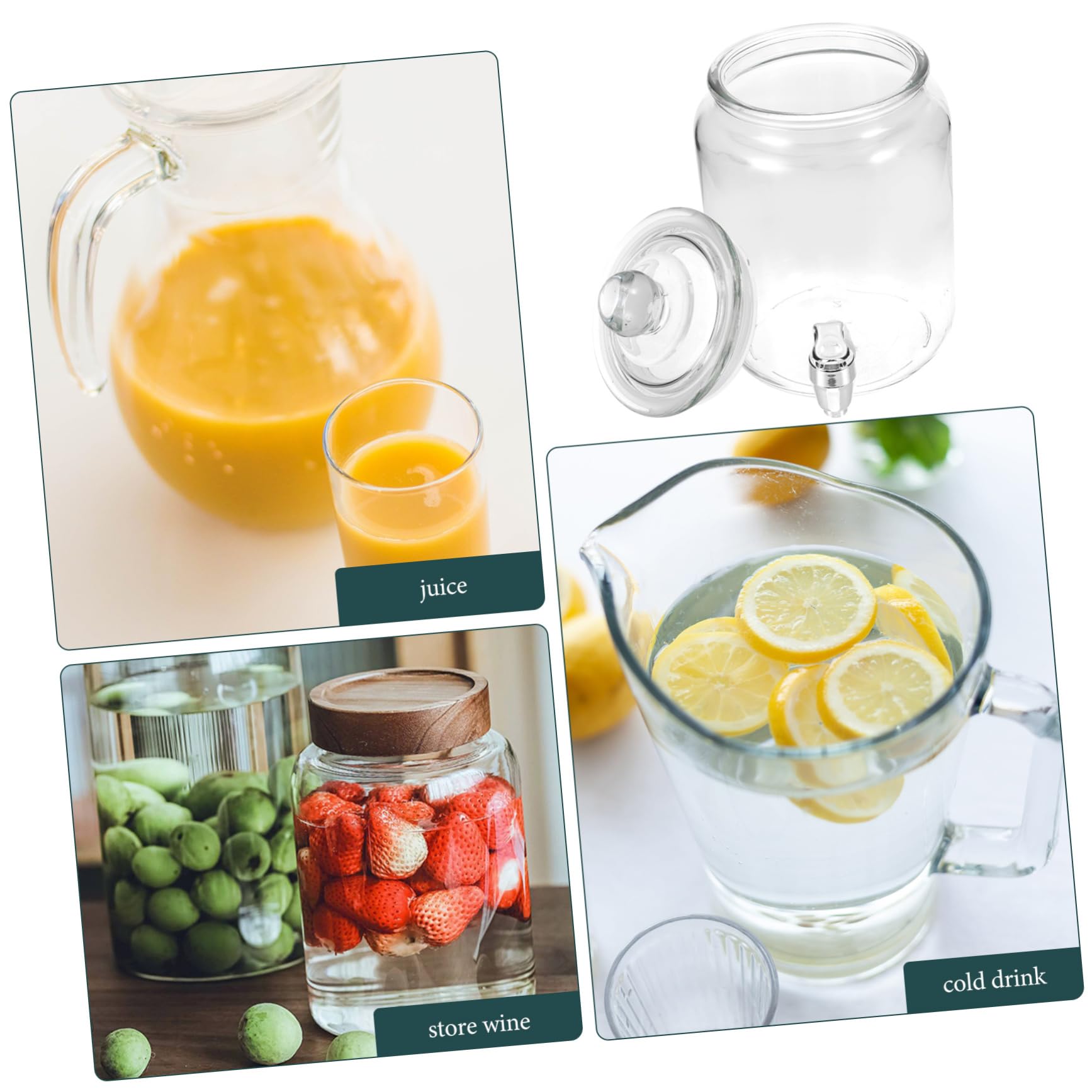 ULTECHNOVO Dispensador de Bebidas con Grifo de Vidrio Claro, Botella para Almacenar Vino con Diseño Simple y Práctico, Adecuado para Uso en Casa o Eventos