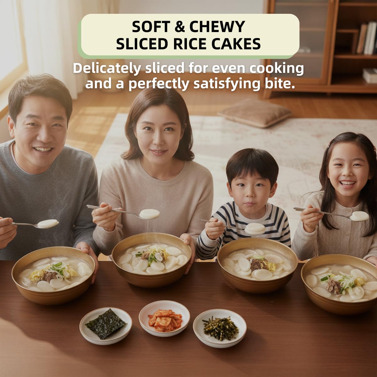 Korean Sliced Rice Cakes – Chewy Tteok for Tteokbokki and Tteokguk, Vegan, Gluten-Free, Non-GMO, 21.16 oz (3 x 7.05 oz Bags) (1 Pack)