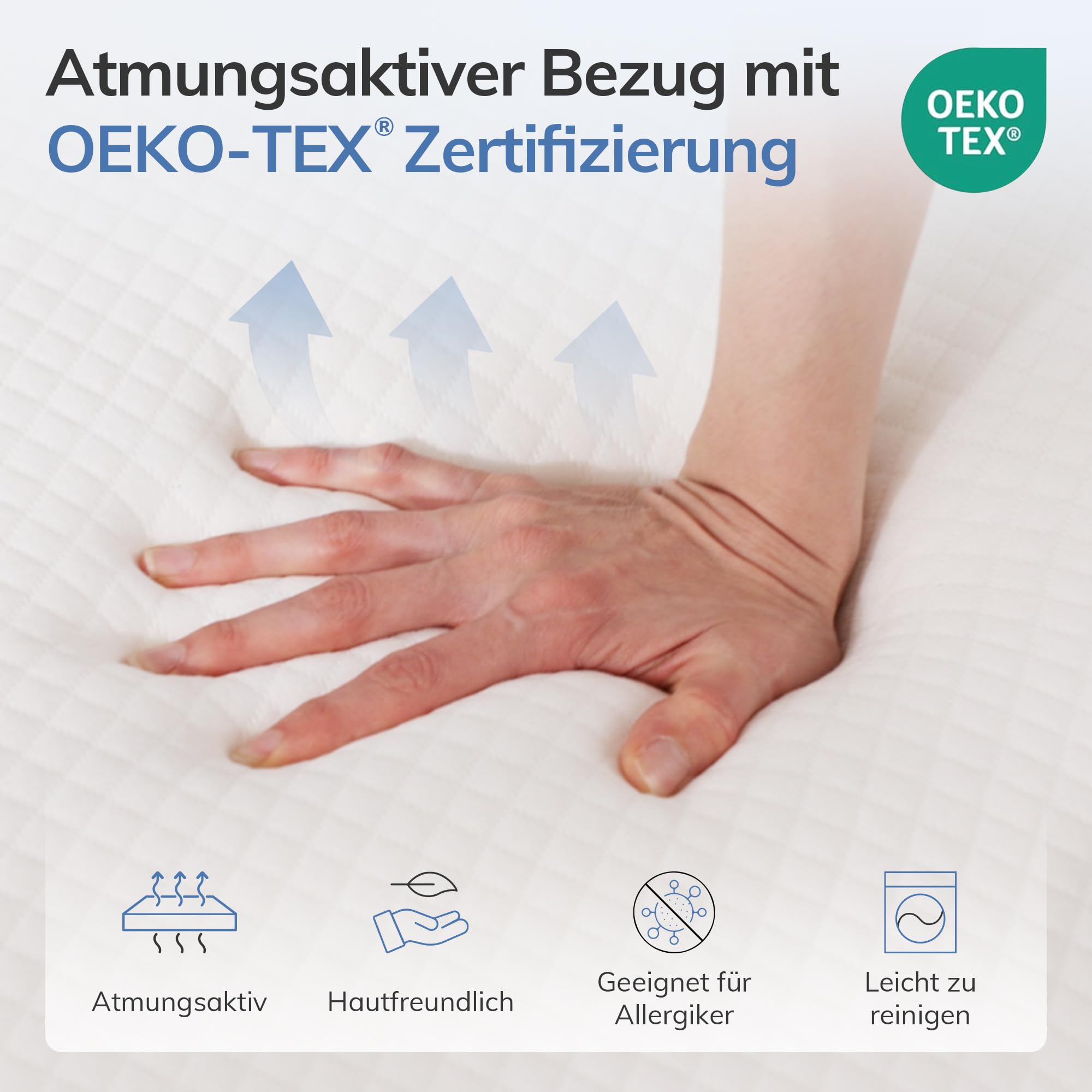 SynthoSpace Matratzen Topper 140x200cm H2, Matratzentopper 140x200 Schlafsofa Bett Memory Foam, Mattress Topper 140x200 Boxspringbett Topper Bezug Waschbarer 5cm Höhe