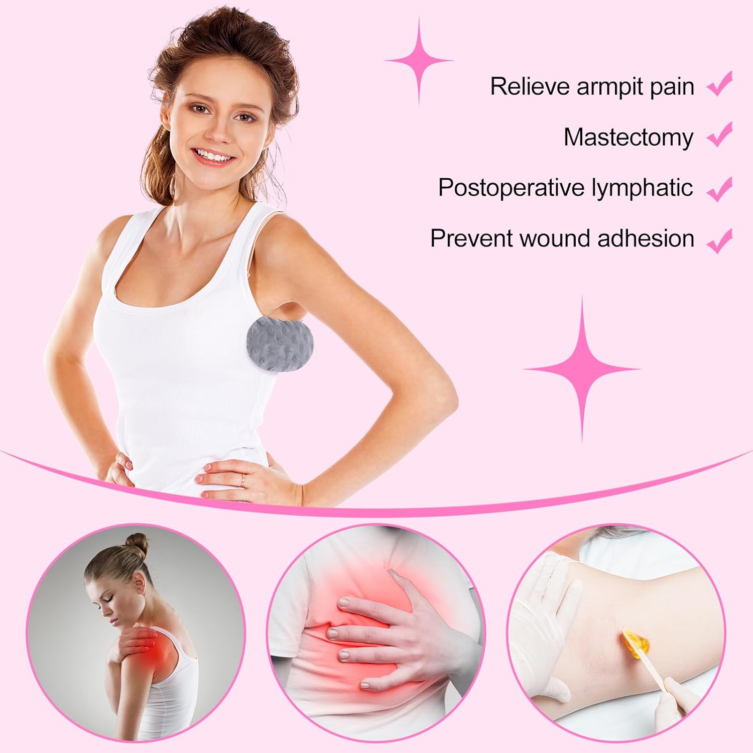4 Pcs Lymphedema Axilla Pillow Masectomy Cotton Post Breast Operation Pillow for Sleeping Mastectomy Underarm Armpit Pain Relief Pure Color - Image 3