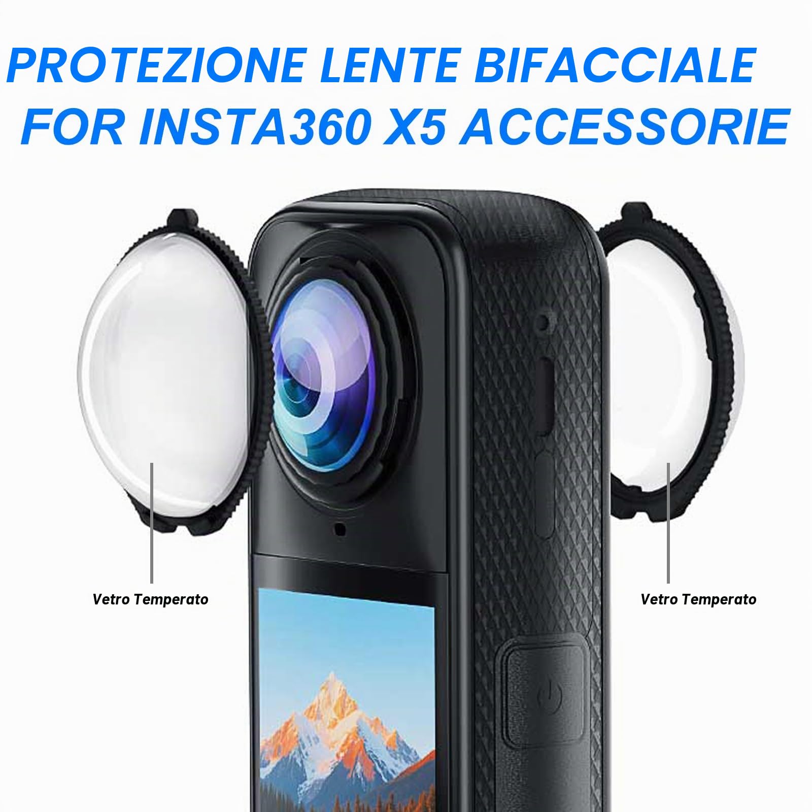 Insta 360 X5 Premium - Protezione per lenti in vetro temperato per accessori Insta360 X5 (vetro ottico)