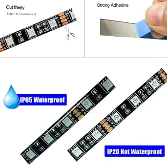 5M RGB LED Strip Light 12V Black PCB Board 5050 IP20 300 LEDs for Bedroom, Kitchen Decoration [Energy Class F]