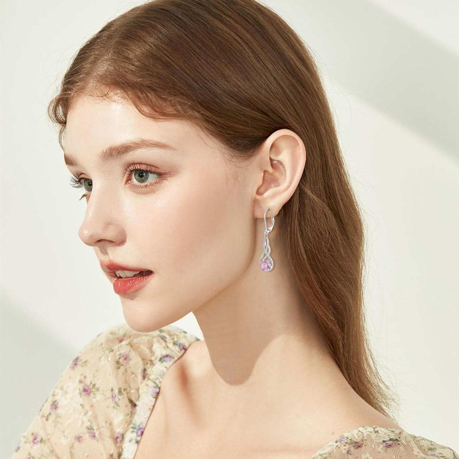 Infinity Leverback Dangle Drop Earrings for Women 925 Sterling Silver Birthstone Earrings Gemstone Jewelry Gifts for Women Wife Girlfriend Mother Daughter Her