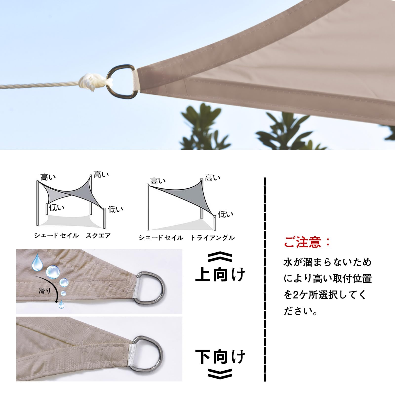 Amazon.co.jp: HIRARI 撥水 2M X 3M 長方形 UVカット シェード セイル 