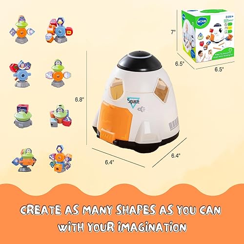 Miniatura 5 de Obsiusfb Montessori - Juguete de nave espacial para niños pequeños, habilidades motoras finas, clasificación, apilamiento y bloques de construcción,