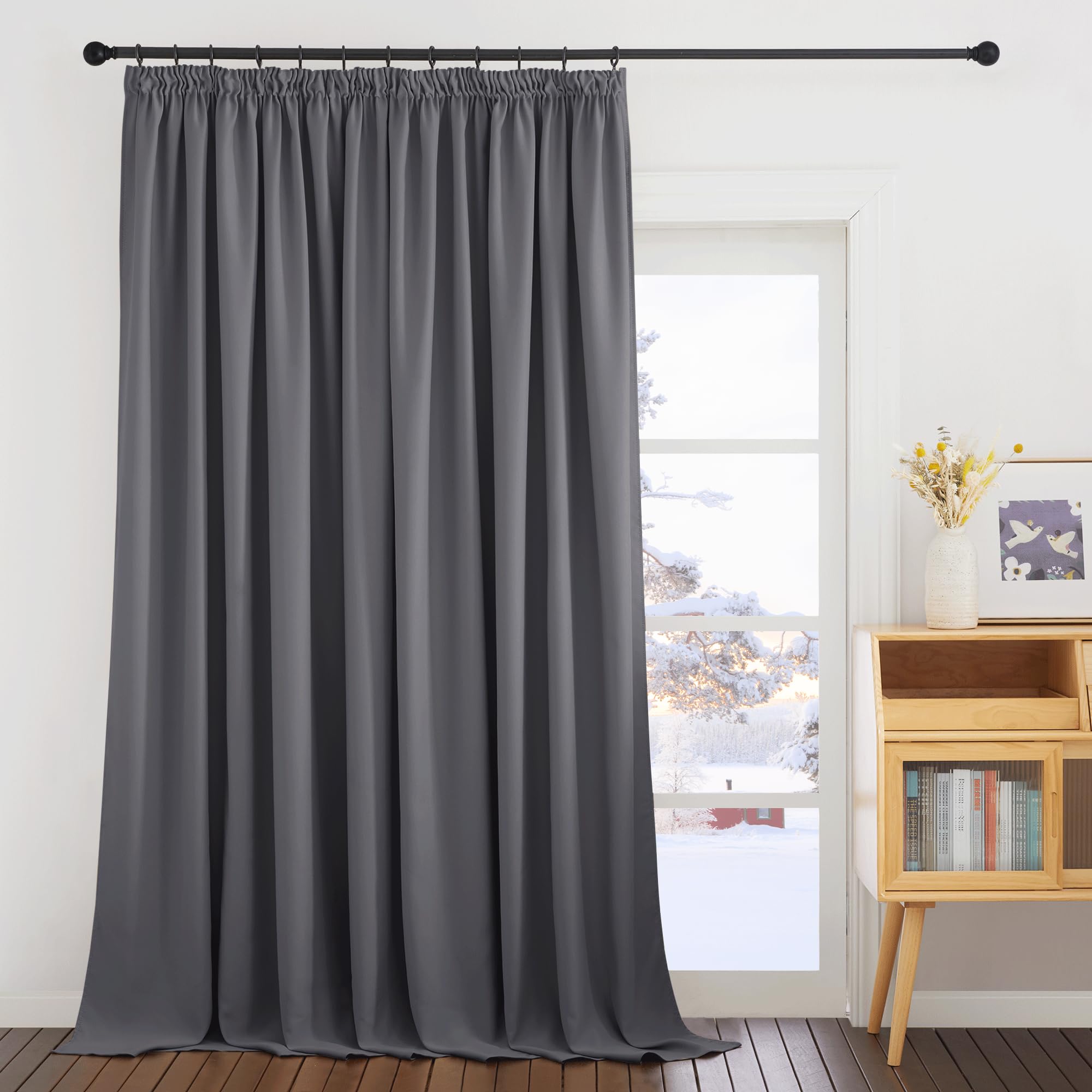 PONY DANCE Pencil Pleat Extra Wide Long Curtain and Blackout Thermal Insulated Curtains & Drapes for Bedroom 118 x 87 Inch Room Divider Energy Saving Panel for Hotel 1 Piece - Image 2