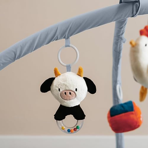 Miniatura 8 de Hermosa alfombrilla para el gimnasio de juego para bebés y tiempo boca abajo, tapete suave con 5 juguetes de granja que crea el área de actividad