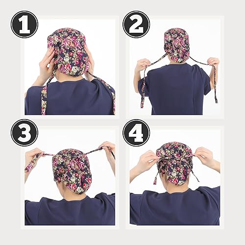 Miniatura 5 de First Lifesaver Cofia de trabajo con botones y un listón, para mujeres con cabello largo