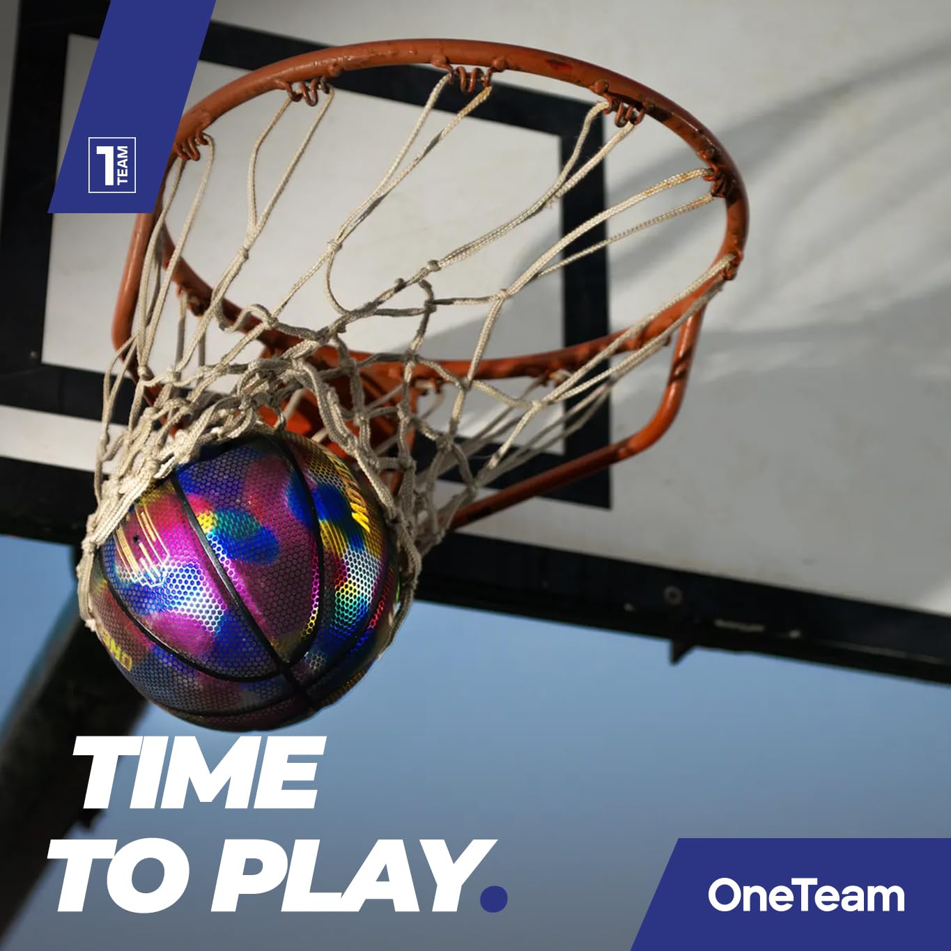 OneTeam Balón de baloncesto holográfico en tamaño 7 OT-BB01H Basket con un diámetro de 24,6 cm con materiales holográficos de PU y goma de alta calidad para entrenamiento y juego