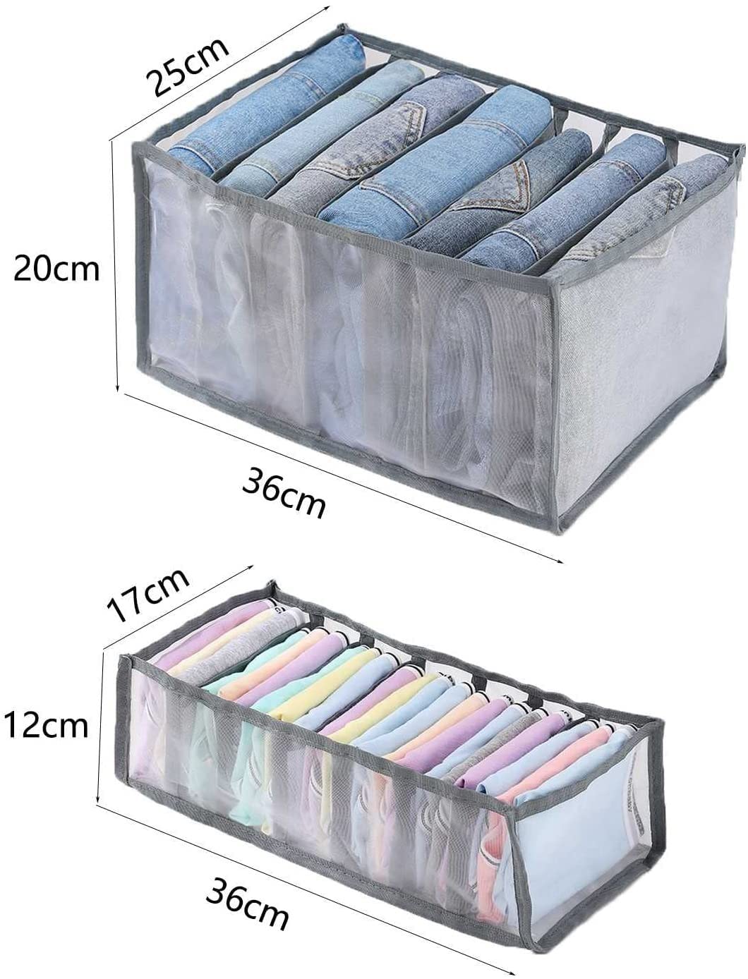 6 Piezas Cajón Armario Pantalones Cajas De Almacenamiento Organizador Lavable para Ropa Ropa Interior Calcetines Camiseta Divisor De Cajón Múltiples Compartimentos Plegables Ahorra Espacio