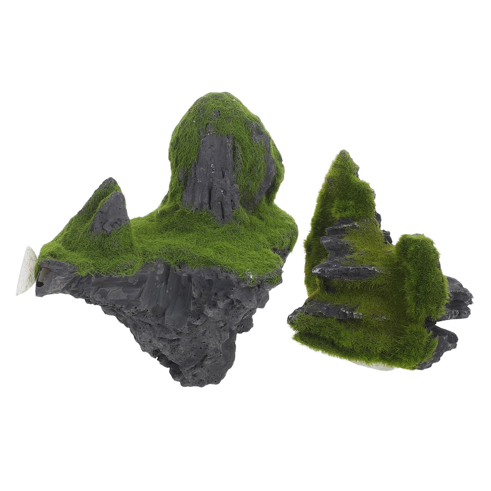 Decorazione Sospesa per Acquario Paesaggio Montano 2 Pezzi in Resina | Piante Acquatiche e Pesci, Effetto Pietra Grotta e Passaggio, Scenario DIY per Aquascaping