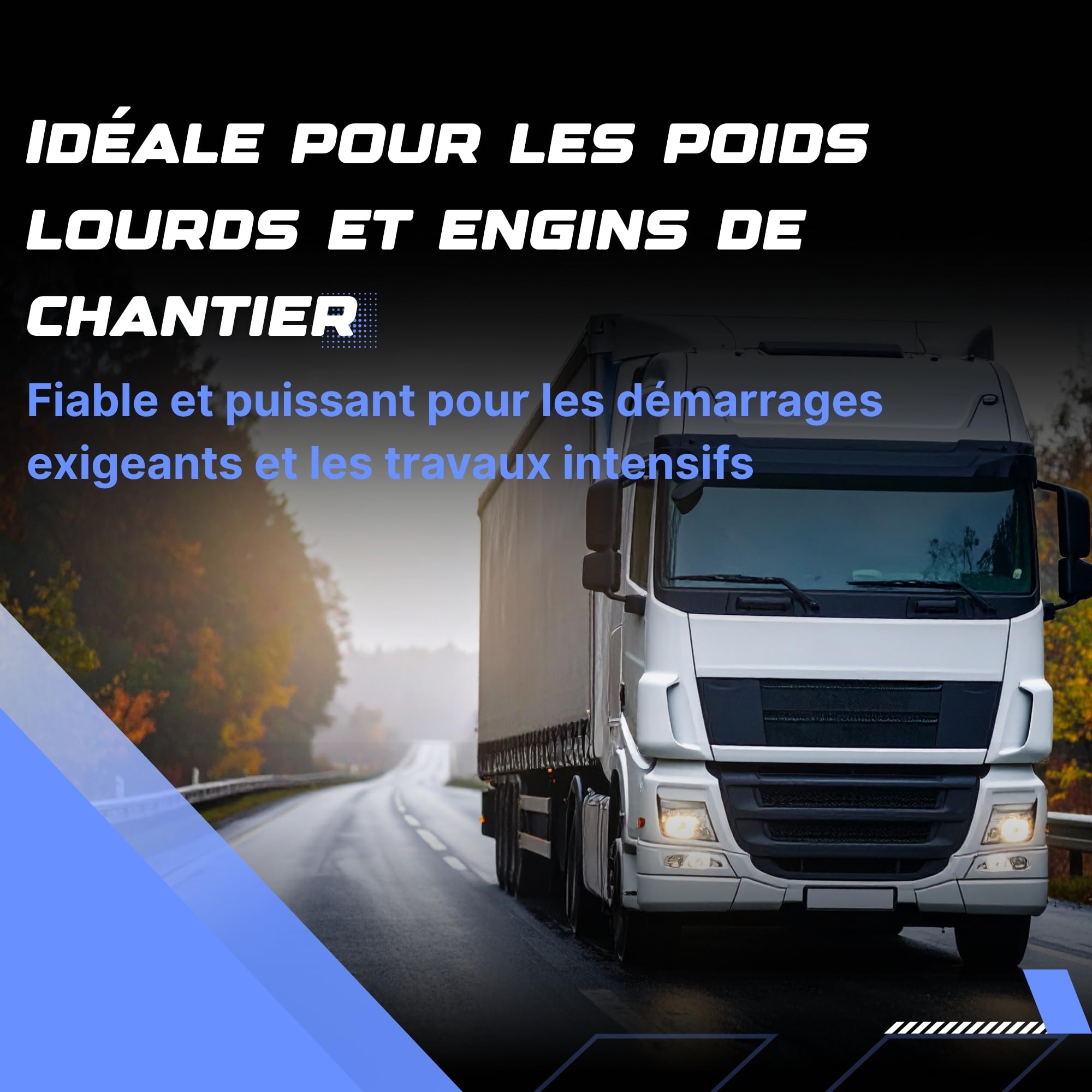 Batterie 12V 230Ah C - Démarrage 1400A - Batterie Poids Lourd Sans Entretien - Format C Compatible Camion, Engin, Tracteur, Chantier - Remplacement Origine - Power Hexagone