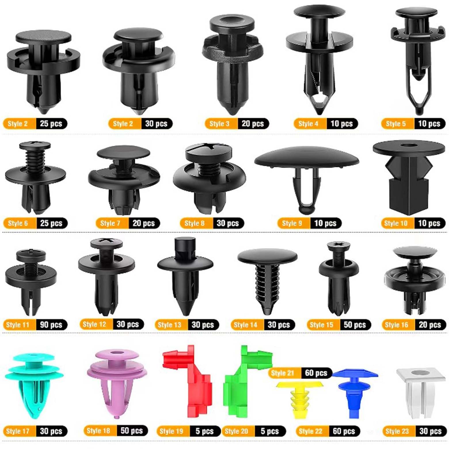 QOOSIKICC 105 x Vite per Autoveicoli e Clip Fissaggio Auto, Dadi a Clip a U e