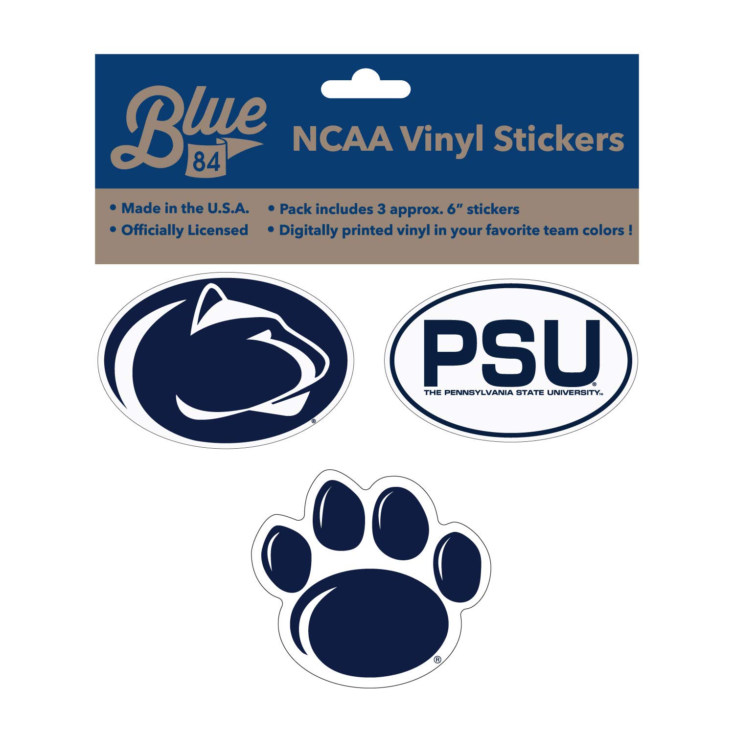 Blue 84NCAA 6" Vinyl Sticker 3-Pack