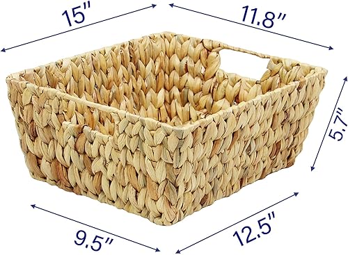 Miniatura 4 de Casaphoria Cestas de almacenamiento de jacinto irregular, cuadradas, grandes, tejidas a mano, naturales, canastas de jacinto trapezoidales duraderas