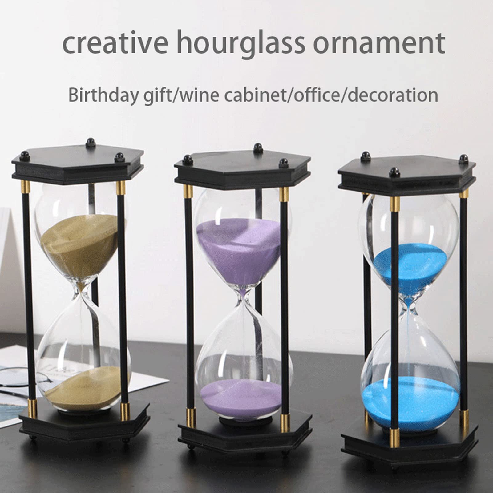 Sanduhr-Timer, Sanduhr-Timer, Holz-Sanduhr, großer Timer, Sanduhr-Timer, dekorative Sanduhr, 15 Minuten, geeignet for Kinderzimmer, Küche, Spiele, Heimbüro-Dekoration, kreative Geschenke (Color : Cya
