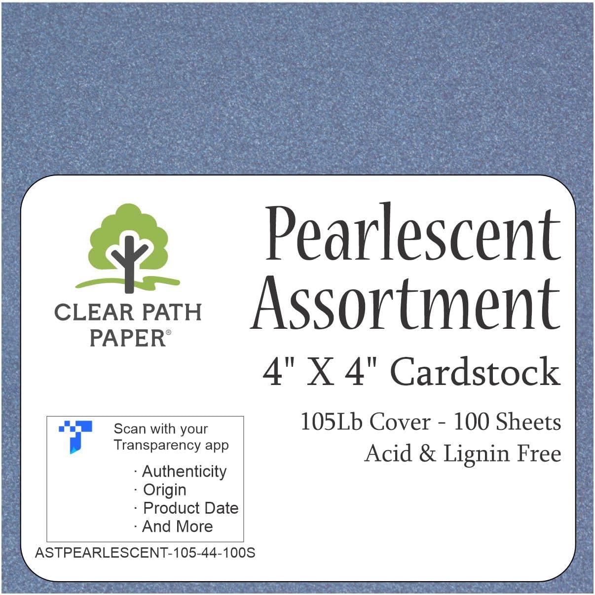 Clear Path Paper Pearlescent Assortment Pack - 4 x 4 inch - 105Lb Cover - 100 Sheets Total