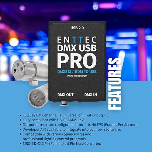 Miniatura 4 de Enttec DMX USB Pro 70304 Interfaz de iluminación y conector SIRS-E 70029 5P macho a hembra 3P (adaptador) - Paquete..