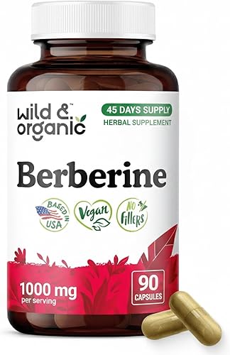 Miniatura 8 de Wild & Organic Cápsulas de suplemento de berberina de 1000 mg – Antioxidante y apoyo general – Polvo puro de berberina HCL – Corteza de Berberis