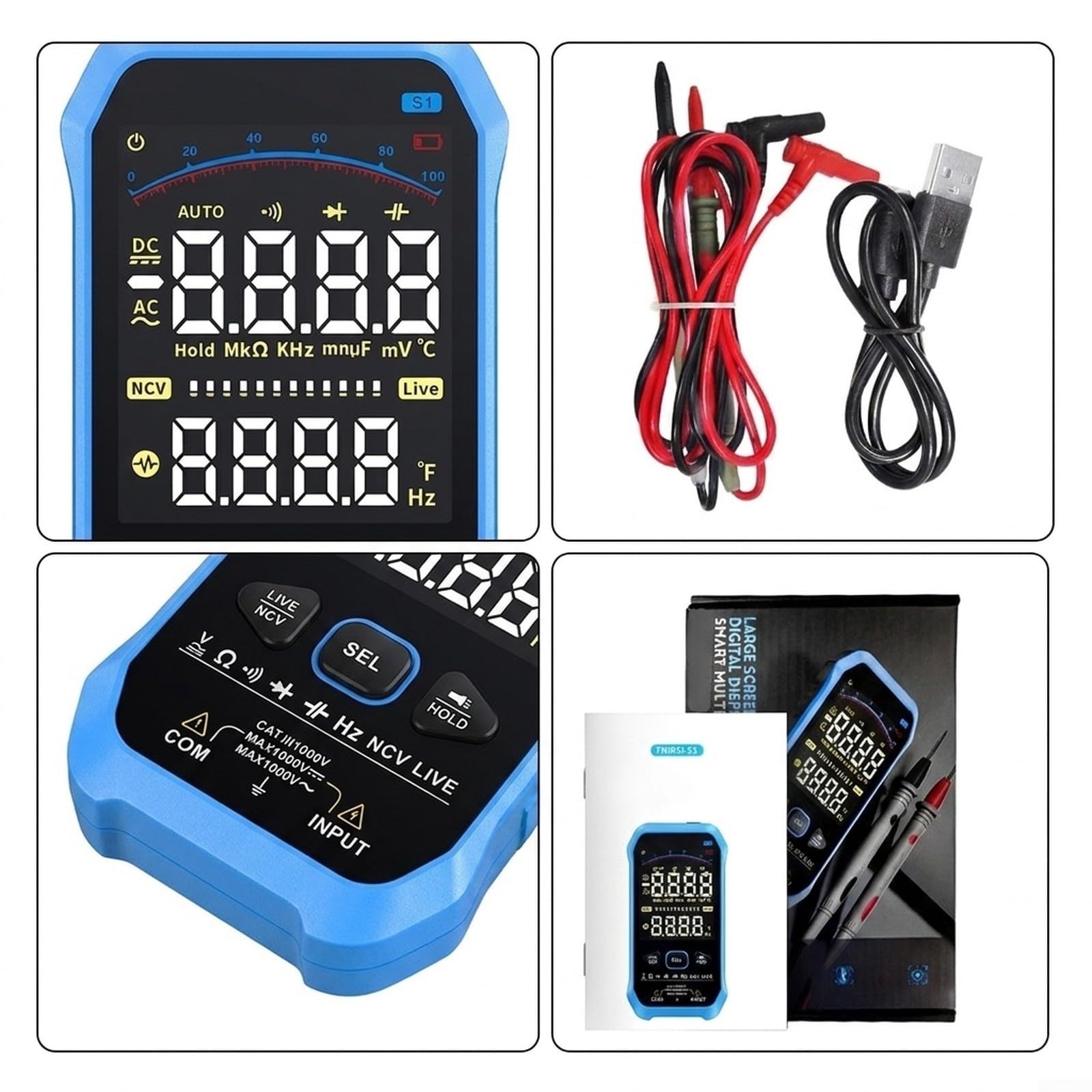 Multimetro True per rms con Display e per torcia LED Multimetro