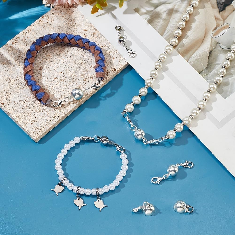Sixfolo 50 Stück Magnetisch Kettenverschluss Und Armbandverschlüsse 6mm/8mm Magnetverschlüsse Schmuck Rund Kettenverschluss Magnet Silber Magnetische VerschlüSse Für Ketten Armband Halskette Machen