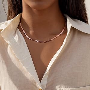 LOLIAS Collana Catena Serpente Oro - 3 Pezzi In Acciaio Inox, Girocollo Regolabile Per Donna