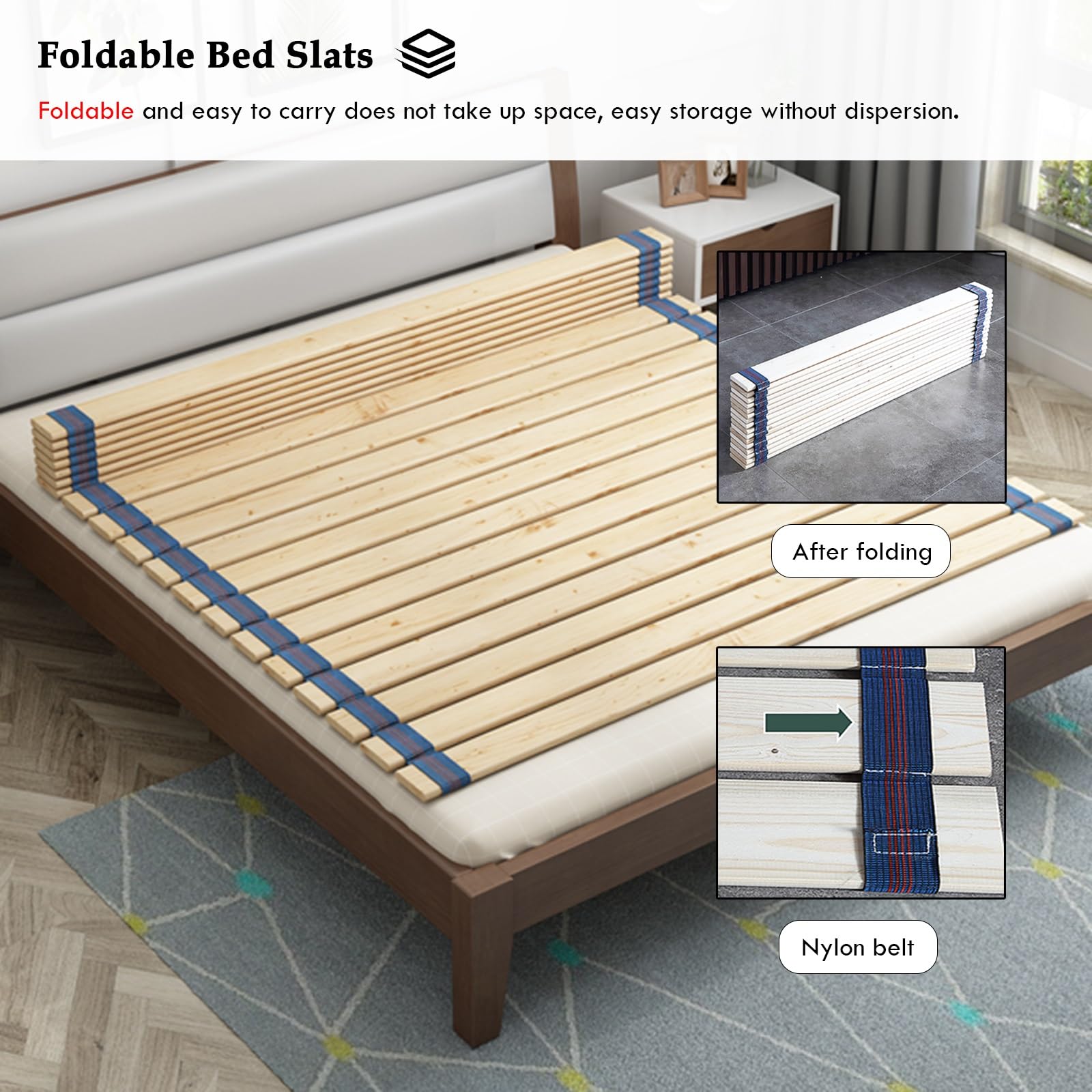 Doghe di Ricambio per Letto in Legno - Reti Pieghevoli per Materasso da 90-180 cm, Misura Singola (180x190 cm) - Sistema di doghe Resistente per Letti Singoli/matrimoniali/Queen-Size