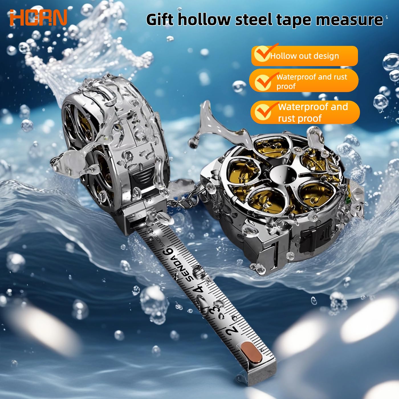 Cinta métrica compacta de acero inoxidable de 2 m métrica + llavero imperial de doble cara con - Mini regla duradera e impermeable - ideal para proyectos de bricolaje, oficina y carpintería (Plateado)