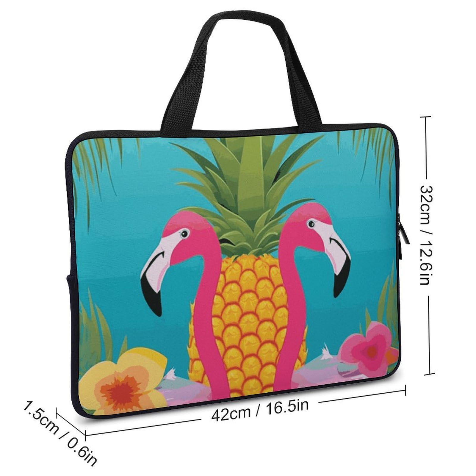 Custodia per computer portatile ultra sottile e impermeabile, con ananas e fenicottero da 10", borsa protettiva portatile per computer con cinghia da polso