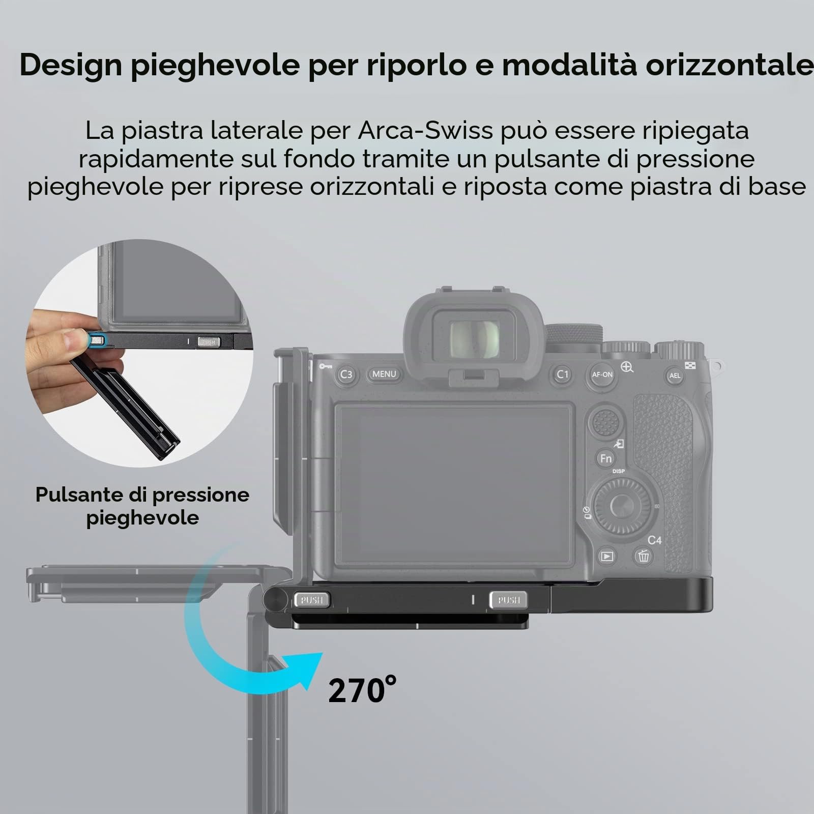 SMALLRIG L Bracket Pieghevole per Sony A7 IV / A7S III / A7R V, Piastra Laterale Pieghevole per Arca-Swiss, Passaggio Rapido Tra Riprese Orizzontali e Verticali - 3984