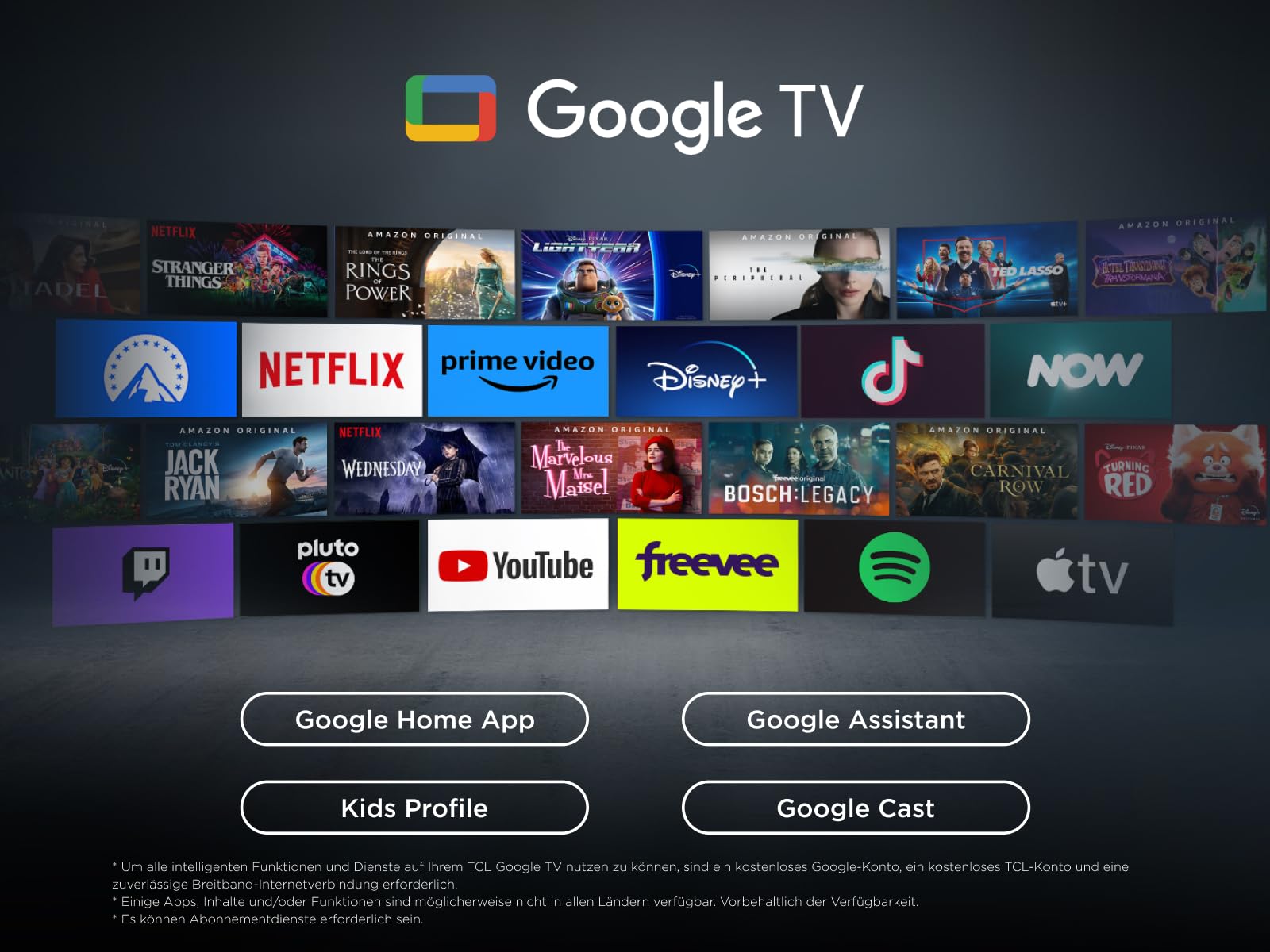 TCL 55T69C 55 Zoll QLED, Direct LED TV, 4K HDR TV, Smart Google TV (Dolby Vision & Atmos, Game Master, Motion Clarity, Kompatibel mit Google Assistant & Alexa)