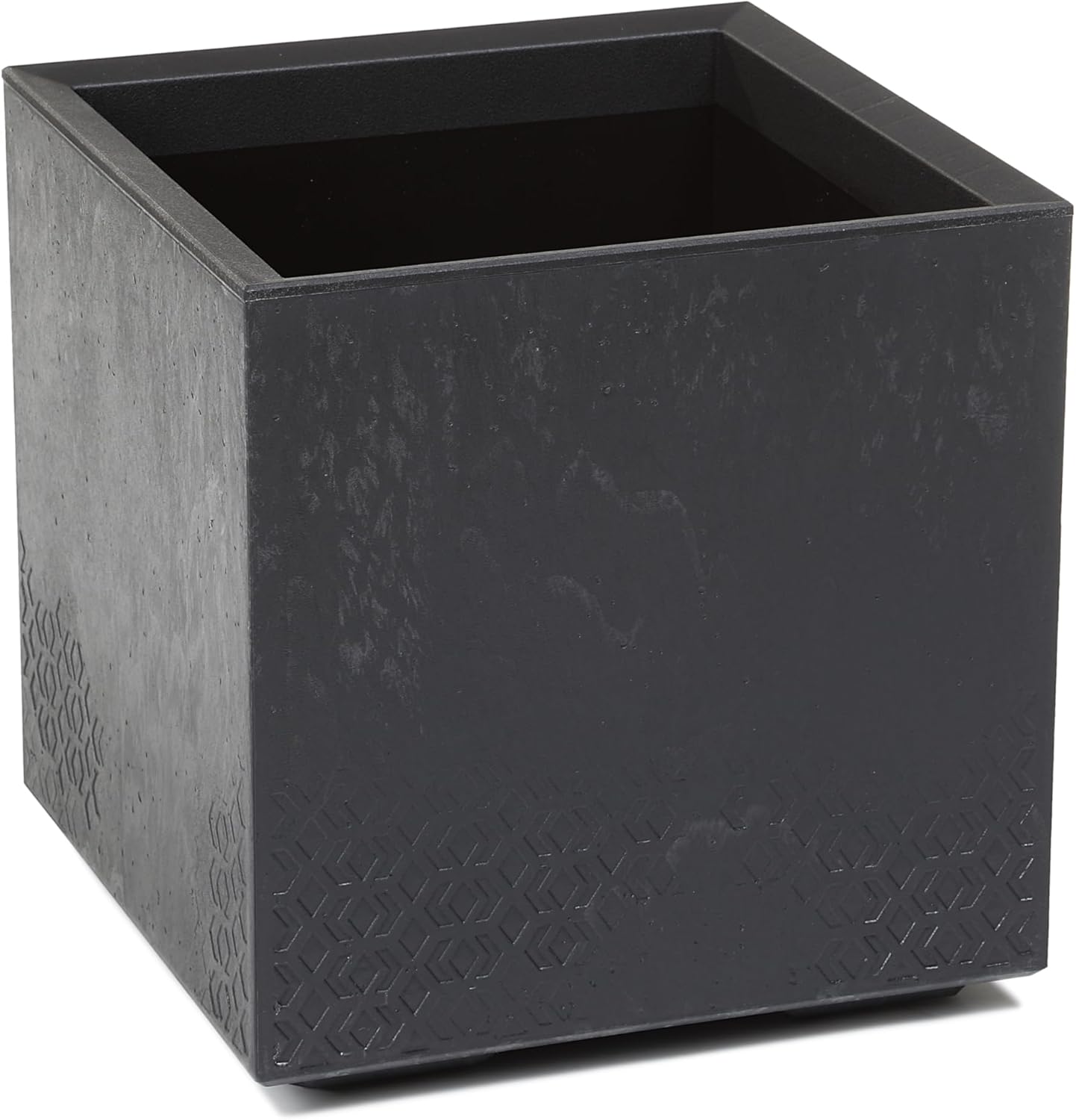 Plant Pot with Wheels 40 cm, 36 L - Plastic Flower Pot in Concrete Look - Planter with Water Drain - Modern for Indoor and Outdoor Use - Weatherproof and Easy to Clean, Black