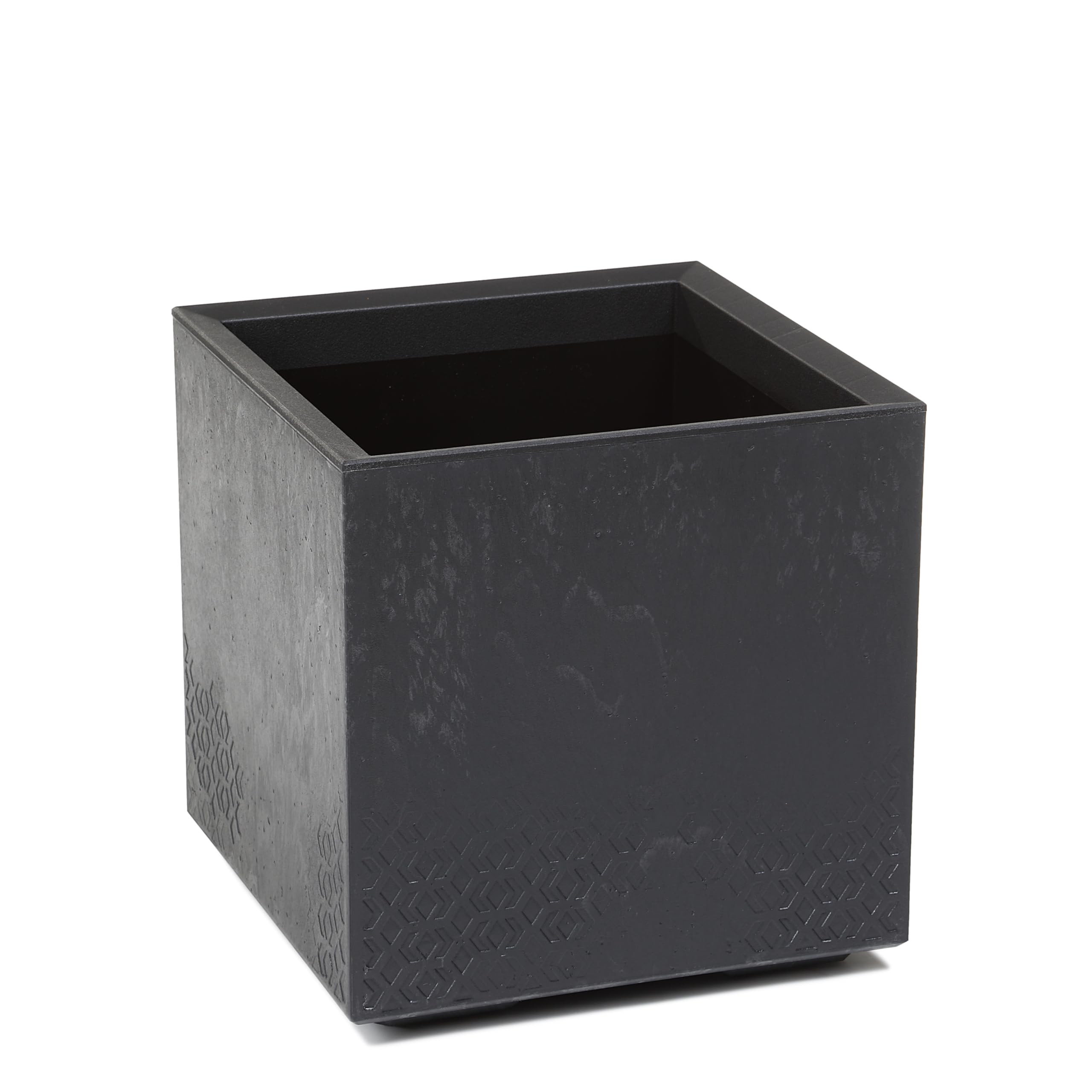 LAMELA Plastic Plant Pot with Wheels, 40 cm, 36 L, Black Concrete Look