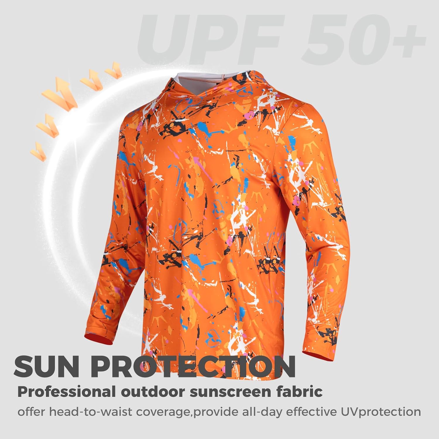 Men's UPF 50+ Sun Protection Hoodie Shirts UV SPF Hi Vis Long Sleeve Rash Guard Fishing Hiking T Shirts Quick Dry - Image 6