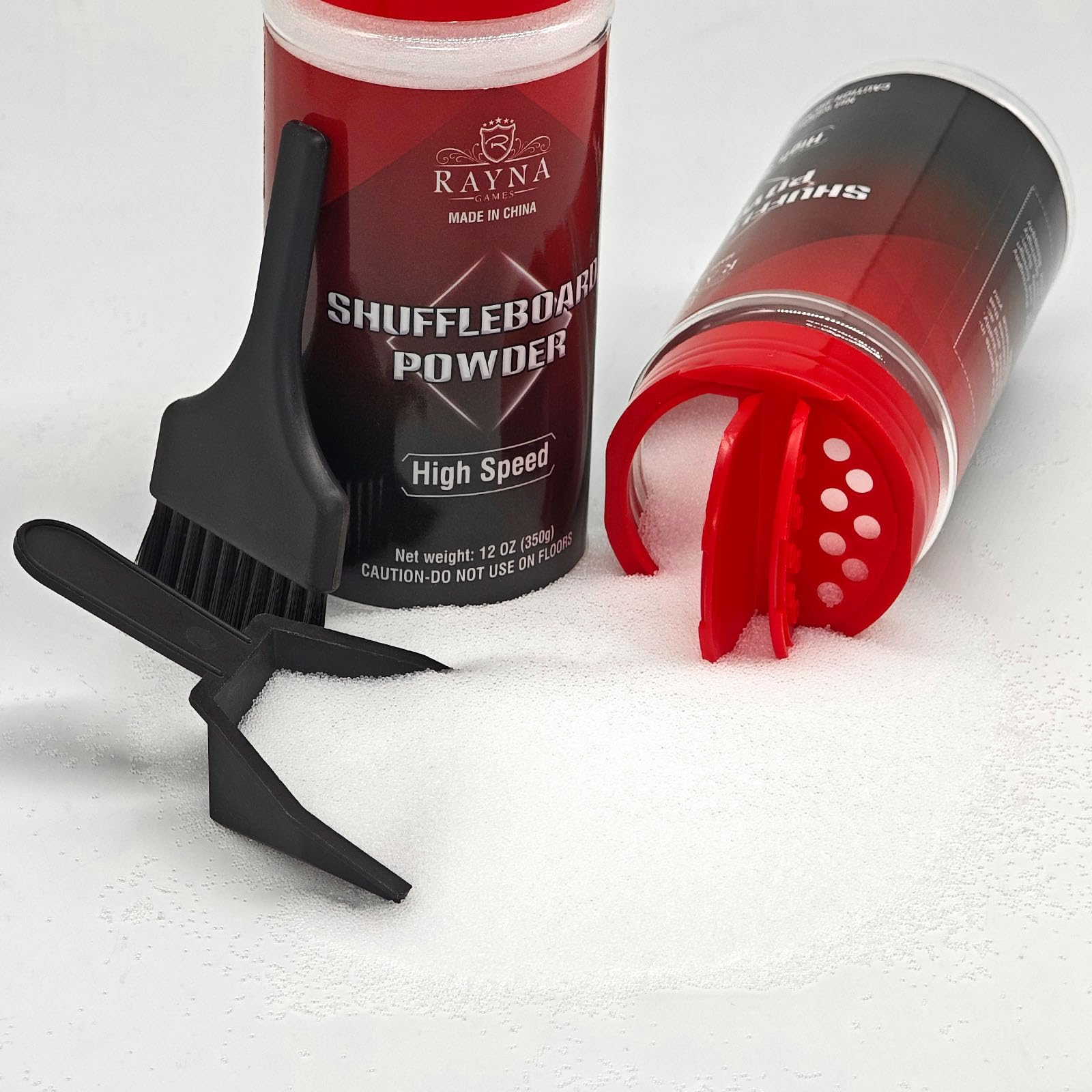 Shuffleboard Sand Wax High/Medium Speed Shuffleboard Powder Set, Shuffleboard Sand with Mini Brush Set（2 Cans）
