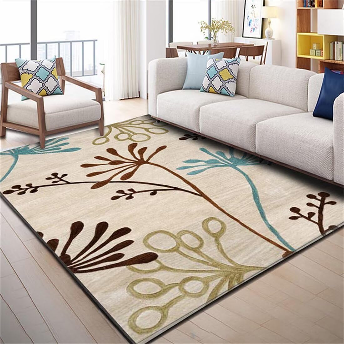 Grand Tapis D Entree Interieur Decoration Chambre Ado Tapis Gris, décoration Florale colorée, Doux et Confortable, Facile à Entretenir. Tapis Paillasson 70X140CM