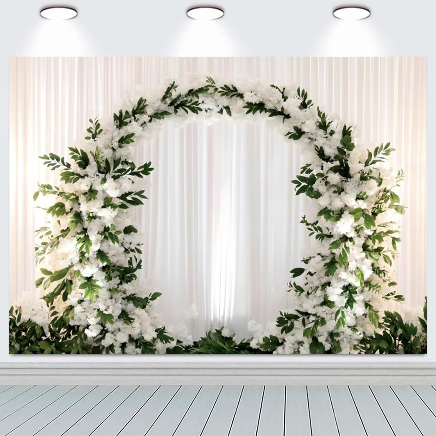 3x2.4m Hochzeit Fotohintergrund 3D Girlande Weiß Hochzeit Jahrestag Party Dekorationen Banner Photo Booth Requisiten