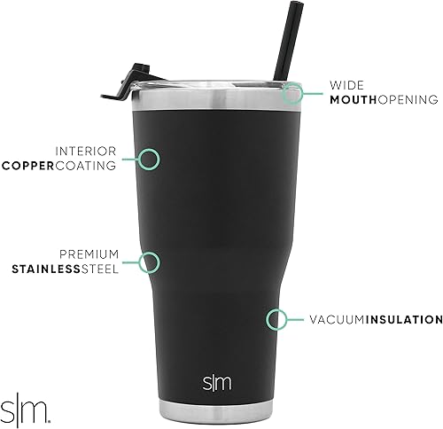 Miniatura 2 de Simple Modern - Vaso con licencia oficial de la universidad con pajilla y tapa abatible, termo con aislamiento de acero inoxidable, colección
