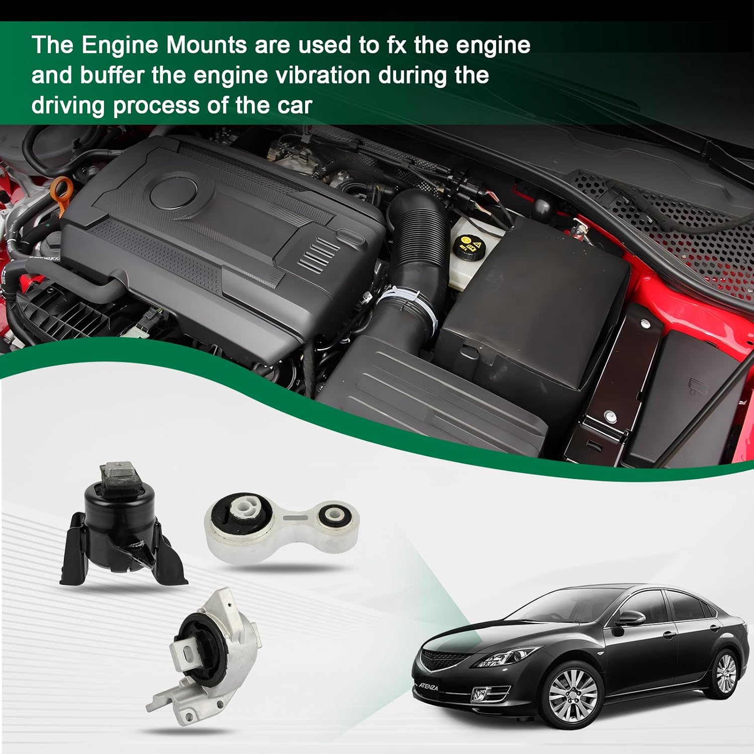 SCITOO Engine Motor Mount and Transmission Mount Set for Mazda 6 2009-2013 Replace OE A4431 A4443 A5583