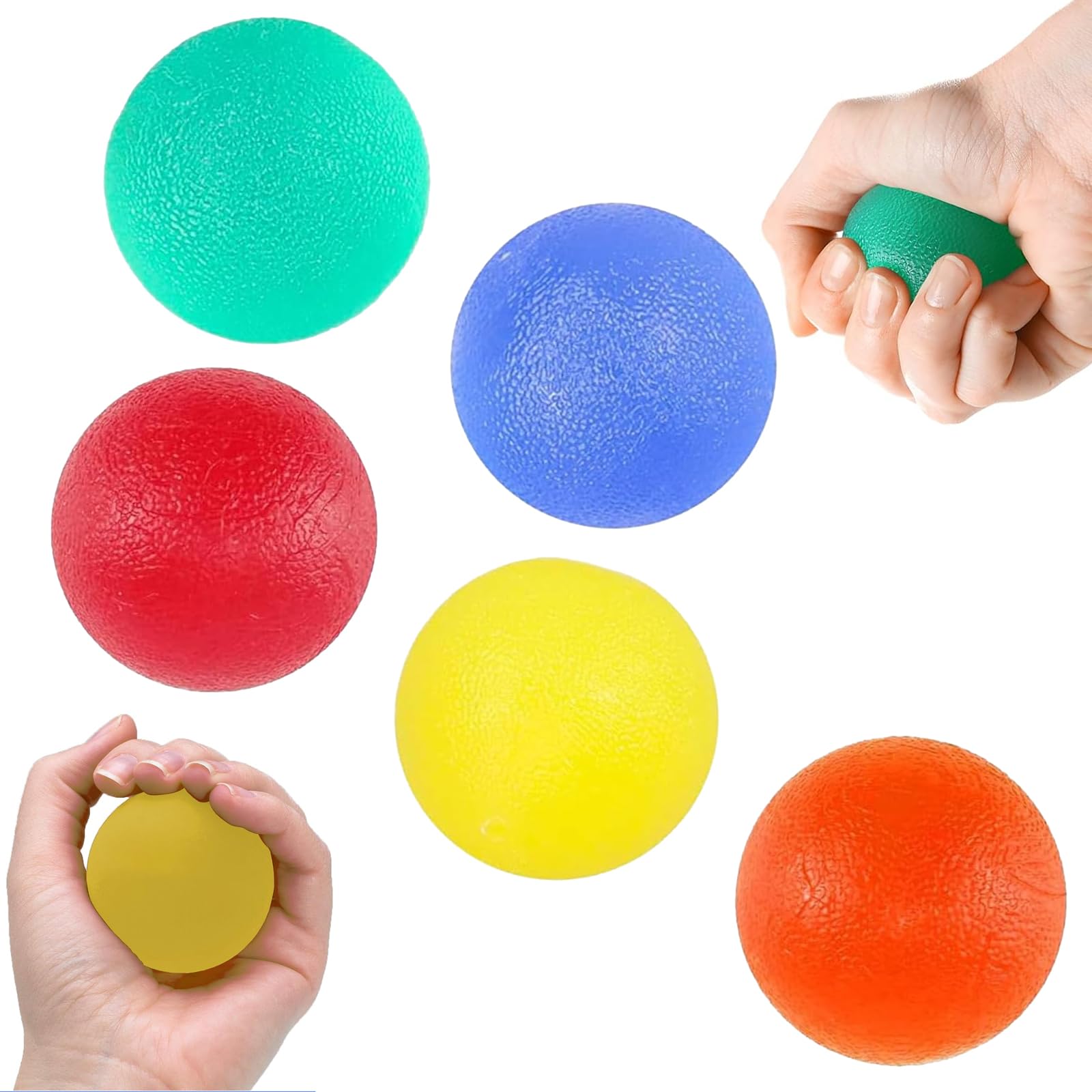 Cfcyhla Hand Therapy Balls, Egg Shaped Grip Balls, Anti-Stress Ball, Hand Therapy Balls to Improve the Strength of the Palm, Stress Relief for Strength Training Equipment, Finger Trainer Ball, Pack of