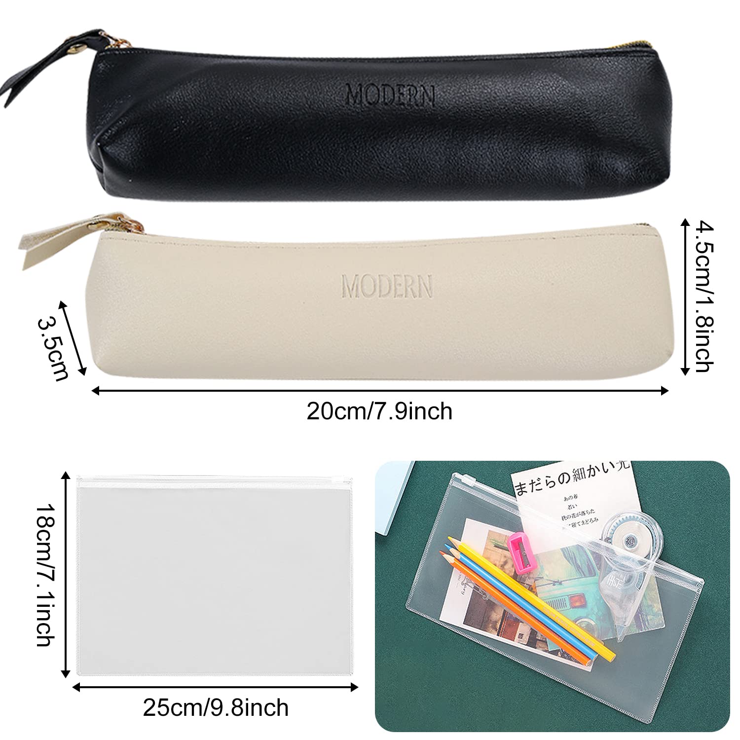LSYYSL 2pcs Pencil Case, 1pc A5 Document Bag, Portable Black and White Pencil Case, Large Capacity Pencil Case - Image 2