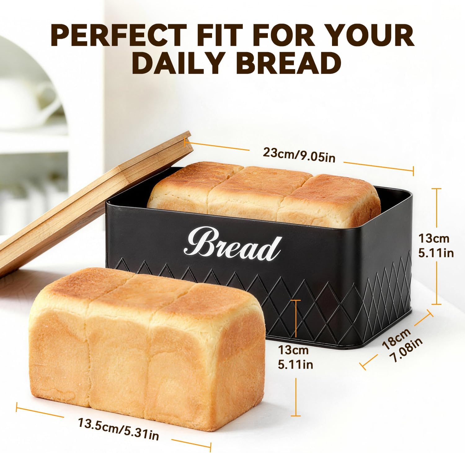 bread box with 3 airtight kitchen jars